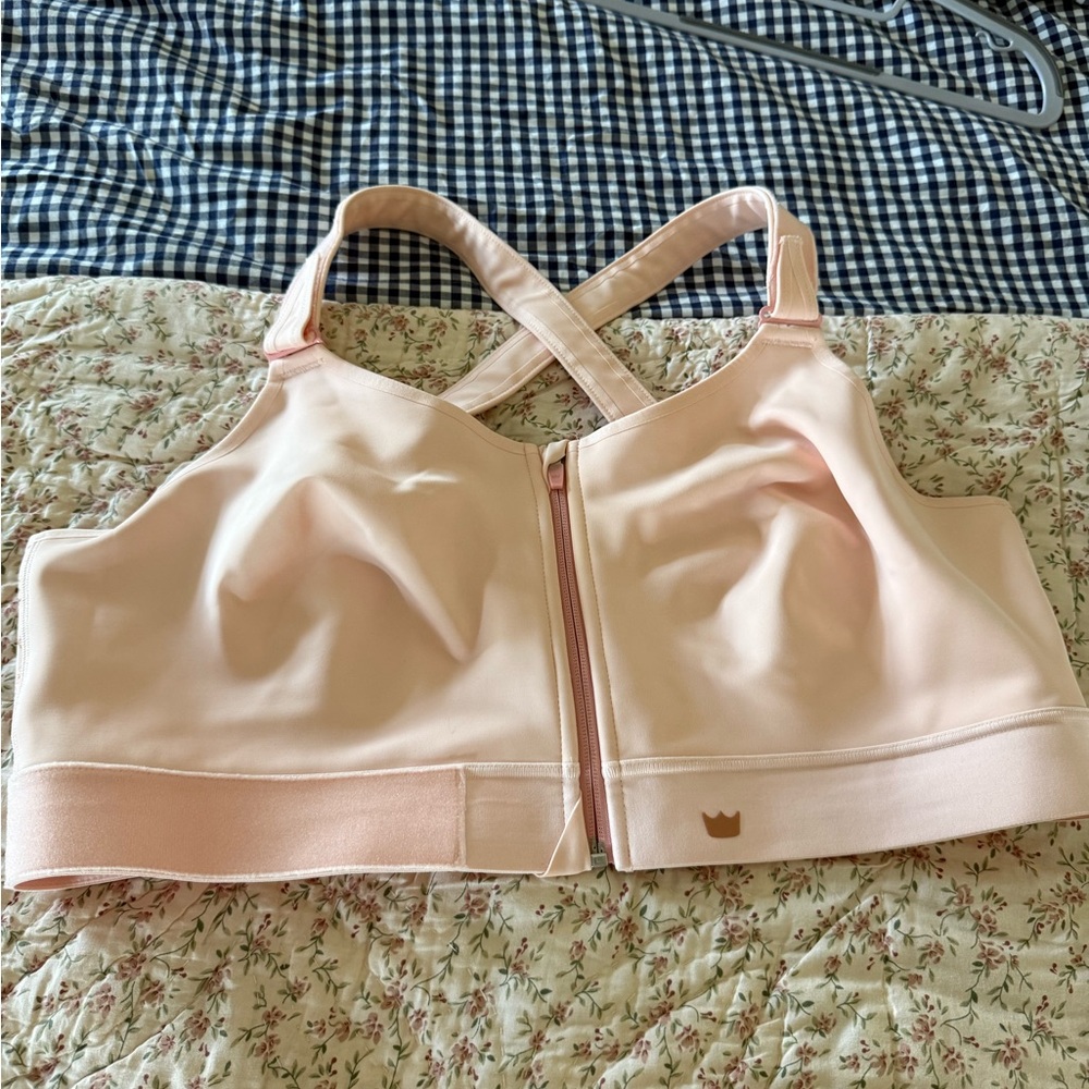 SHEFIT Light Pink Front-Zip High Support Sports Bra